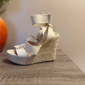 Altar'd State Cream Woven Wedge Sandals